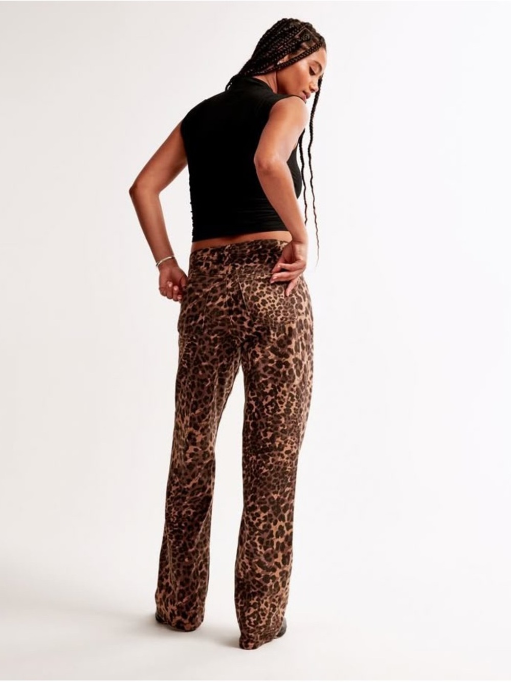 Abercrombie curve love baggy low rise jeans Leopard